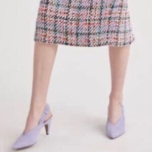 Lewit Marta Suede Slingback Pointy Toe Pumps Lavender 40